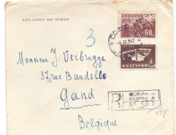 Omslag Enveloppe - Bulgaria Bulgarie - Sofia Légation De Suède à Gand Gent - 1947 - Briefe