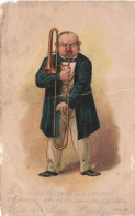 ILLUSTRATEURS - Le Musicien Soufflant Son Trombone  - Colorisé - Carte Postale Ancienne - Sonstige & Ohne Zuordnung