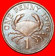 * GREAT BRITAIN (1985-1990): GUERNSEY  1 PENNY 1986 CRAB FAO! ELIZABETH II (1953-2022)  · LOW START · NO RESERVE! - Guernsey