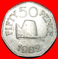 * HEPTAGON GREAT BRITAIN (1979-1984):GUERNSEY 50 PENCE 1982 UNCOMMON! ELIZABETH II (1953-2022)· LOW START · NO RESERVE! - Guernesey