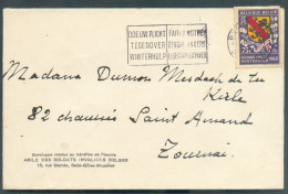 N°542 - Affr. ARMOIRIE Secours D'Hiver à 75c. Obl. Dc BRUXELLES 1 Sur Lettre Vers Tournai . -  21694 - Covers & Documents