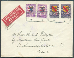 N°541(2)-542(2) - Affr. ARMOIRIE Secours D'Hiver à 2Fr.50 Obl. Télégraphique  ANTWERPEN CENTRUM T * T Sur Lettre Exprès - Storia Postale