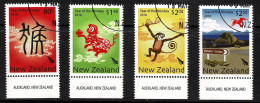 New Zealand 2016 Year Of The Monkey  Marginal Set Of 4 Used - Usati