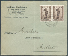 N°617(2) - Affr.  METIERS à 1Fr. Obl. Sc AUVELAIS 27.10.43 Sur Lettre Vers Mettet -  21700 - Brieven En Documenten