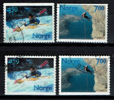 Norway 2001 - Yv.1332/1333 Mi.1383/1384 - Used - Kano, Bergbeklimmen, Kayak, Alpinisme, Mountaineering - Oblitérés
