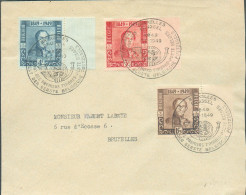 N°808/810 -  Affr. EPAULETTES (centenaire) à 8Fr75  Obl. Sc BRUXELLESCENTENAIRE DES PREMIERS T-P Belges Sur Lettre Du 1- - Covers & Documents