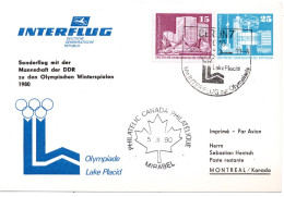 60538 - DDR - 1980 - 25Pfg Gr.Bauten PGAKte M ZusFrank Per Lp SoStpl BERLIN - ... ZUR OLYMPIADE -> MIRABEL (Canada) - Winter 1980: Lake Placid