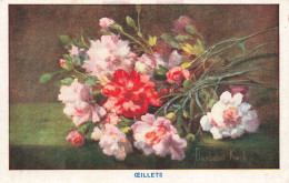 FLEURS PLANTES ARBRES - Fleurs - Un Bouquet D'œillets  - Colorisé -  Carte Postale Ancienne - Fleurs