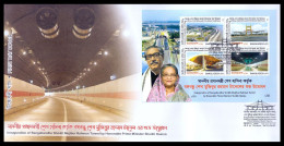 2023 Bangladesh Inauguration Of Bangabandhu Under River Road Tunnel Transport Transportation 4v MS FDC + Datacard - Andere (Aarde)