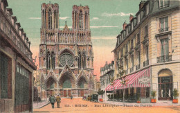 FRANCE - Reims - Rue Libergier - Place Du Parvis - Colorisé - Carte Postale Ancienne - Reims