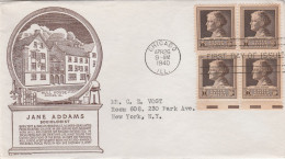 United States 1940 FDC Mailed Block Of 4 Stamps - 1851-1940