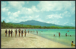 (PAN) CP Beautiful Luquillo Beach,with El Yunque, Puerto Rico's Highest Mountain Peak,in The Background.unused - Puerto Rico