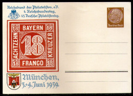 Germany,German Empires 1939 Hindenburg Medaillon Privatganzsache"Reichsbund,Bayern 18 Kreuzer" Mi.Nr.PP ??? "1GS As Scan - Private Postal Stationery