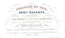 Porceleinkaart - Carte Porcelaine -  Charbon Et Fer Auguste Tallois - Bruxelles - Brussel - 13 X 7.5 Cm - Ambachten