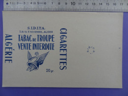 Paquet De Cigarettes Non-plié Tabac De Troupe ALGERIE S.I.D.T.A. 20gr - Altri & Non Classificati