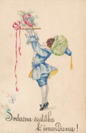 Black Maid Girl In High Heels Old Postcard Ca.1920 - América