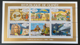 Guinée Guinea 1986 Mi. 1106A 1111A Feuillet Collectif Klb. Sheetlet Space Espace Halley Comet Comète Halleyscher Komet - República De Guinea (1958-...)