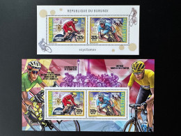 Burundi 2014 / 2015 Mi. 3483 - 3484 Bl. 504 - 505 Cyclisme Cycling Rad Vélo Fahrrad Bicycle Tour De France Froome Eiffel - Ciclismo