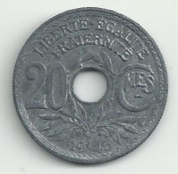 FAUTEE - 20 Centimes - 1945 - Zinc - TB/TTB - Sans Différent à Gauche - RARE - Varietà E Curiosità