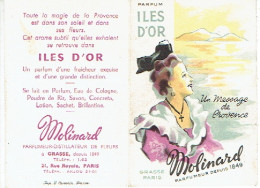 Double Carte Parfum ILES D'OR De MOLINARD - GRASSE - Calendrier De 1956 - Oud (tot 1960)