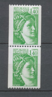 Type Sabine Paire Verticale N°2157 + N°2157a N° Rouge Au Verso Y2157aA - Nuevos