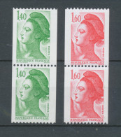 Type Sabine Paires Verticales N°2191-2191a + N°2192-2192a N° Rge Au Dos Y2192aAS - Unused Stamps