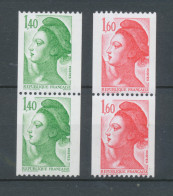 Type Sabine Paires Verticales N°2191-2191a + N°2192-2192a N° Rge Au Dos Y2192aAS - Ongebruikt