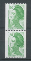 Type Liberté Paire Verticale N°2222 + 2222a N° Rouge Au Verso Y2222aA - Unused Stamps