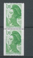 Type Liberté Paire Verticale N°2321 + N°2321a N° Rouge Au Verso Y2321aA - Unused Stamps