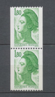 Type Liberté Paire Verticale N°2378 + N°2378a N° Rouge Au Verso Y2378aA - Unused Stamps