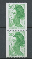 Type Liberté Paire Verticale N°2487 + N°2487a N° Rouge Au Verso Y2487aA - Unused Stamps