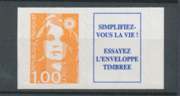 Type Marianne Du Bicentenaire N°3009a 1f. Orange + Vignette Adhésif Y3009a - Ungebraucht