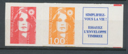 Marianne Du Bicentenaire Paire N°3009b TVP Rouge + 1f. Orange + Vignette Y3009b - Unused Stamps