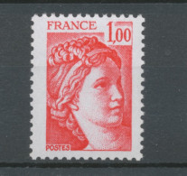 Type Sabine N°1972c 1f Rouge Gomme Tropicale Sans Bande Phosphorescente Y1972c - Unused Stamps