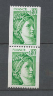 Type Sabine Paire Verticale N°1980 + N°1980a N° Rouge Au Verso Y1980aA - Nuovi