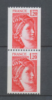 Type Sabine Paire Verticale N°1981B + N°1981Ba N° Rouge Au Verso Y1981BaA - Neufs