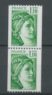 Type Sabine Paire Verticale N°2062 + N°2062a N° Rouge Au Verso Y2062aA - Unused Stamps