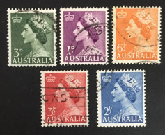 1954 - Australia - Queen Elizabeth II - 5 Stamps Used - Oblitérés