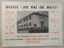 Carte Publicitaire ARS SUR MOSELLE 57 Hôtel Au Val De Metz (2 Vues) - Ars Sur Moselle