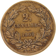 LUXEMBOURG 2 1/2 CENTIMES 1908; #c050 0103 - Luxembourg