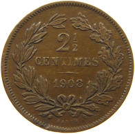 LUXEMBOURG 2 1/2 CENTIMES 1908 #c009 0307 - Luxembourg