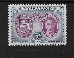 NYASALAND 1945 5s SG 155 MOUNTED MINT Cat £8 - Nyasaland (1907-1953)