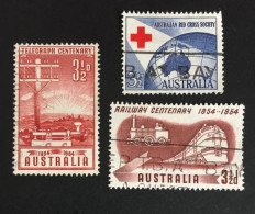 1954 - Australia - Red Cross, Australian Railway, Australian Telegraph System - Used - Oblitérés