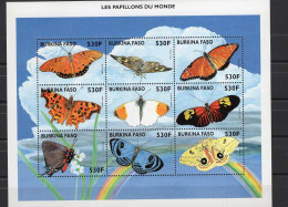 Burkina Fasso Sheet 9v 1998 Butterflies Butterfly Mariposa Schmetterling Papillon MNH - Burkina Faso (1984-...)