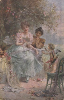 Hans Zatzka - Ladies & Cupid In Garden Old Postcard - Zatzka