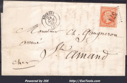 FRANCE N° 23 SUR LETTRE AVEC GC 574 BOURGES CHER + CAD DU 24/11/1863 - 1862 Napoléon III