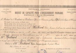 Toulouse _Lafrançaise ( 31  82) Diplome Brevet De Capacité Pour L'enseignement Primaire  1913  (M6045) - Diplômes & Bulletins Scolaires