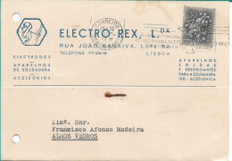 Portugal , 1957 Slogan Postmark  CRISTO REI , Ema , Electro-Rex , Soldering Accessories , Commercial Postcard - Poststempel (Marcophilie)