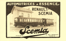 Automotrices à Essence RENAULT SCEMIA 9 Rue Tronchet Paris 9ème * CPA Publicitaire Illustrateur * Chemin De Fer Train - Sonstige & Ohne Zuordnung