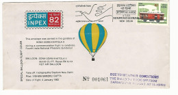 58703) India Balloon Mail Alternate Take-Off Due To Weather 1983 Postmark Cancel - Covers & Documents